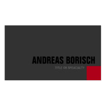 Dark Grey Red Square Custom Profile Card business cards