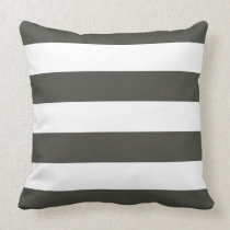 Dark Grey & White Striped Pillow pillows