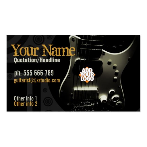 Dark Grunge Guitar w/ Logo Business card (front side)