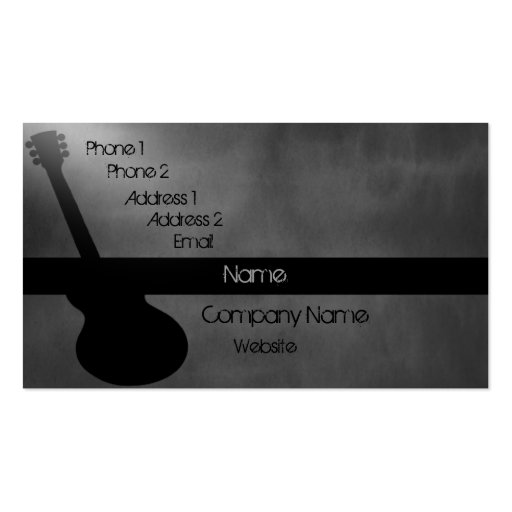 Dark Guitar Business Card, Gray (front side)