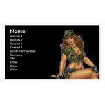Dark Haired Army or Military Pinup Girl 2by Al Rio Business Cards