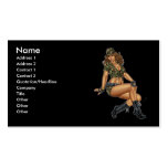 Dark Haired Army or Military Pinup Girl by Al Rio Business Card Template