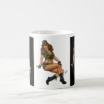 Dark Haired Army or Military Pinup Girl by Al Rio Coffee Mugs