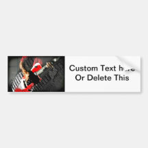 Dark hands guitar layered red image bumper sticker