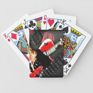 Dark hands guitar layered red image deck of cards