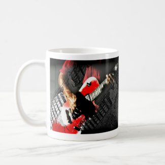 Dark hands guitar layered red image mug