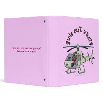 Dark Helicopter Pilot Girl Vinyl Binders