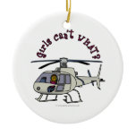 Dark Helicopter Pilot Girl Christmas Ornament