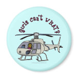 Dark Helicopter Pilot Girl Fridge Magnet