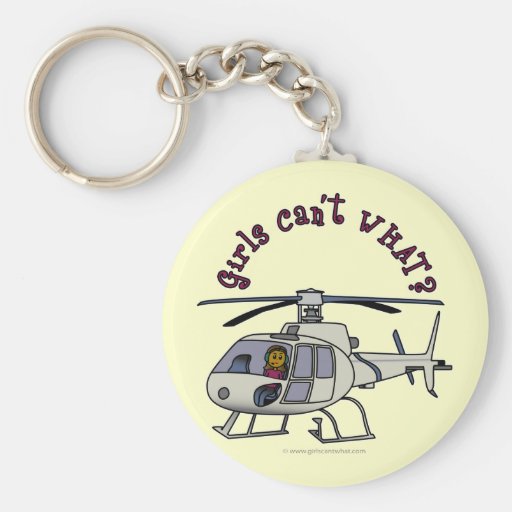 Dark Helicopter Pilot Girl Key Chain