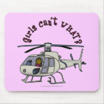 Dark Helicopter Pilot Girl Mousepads