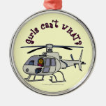 Dark Helicopter Pilot Girl Christmas Tree Ornaments