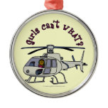 Dark Helicopter Pilot Girl Christmas Tree Ornaments
