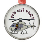 Dark Helicopter Pilot Girl Ornament