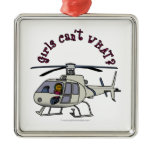 Dark Helicopter Pilot Girl Ornament