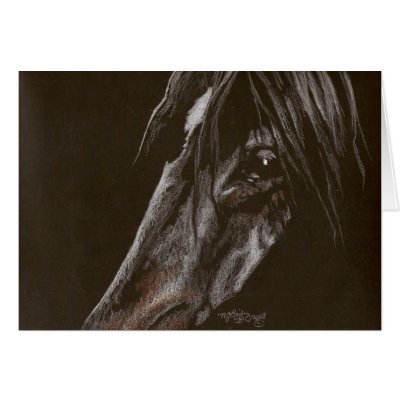 Dark Horse on Black Card by foxbrush