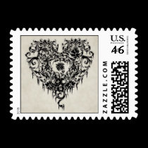 Dark Lacy Heart Postage Stamps by oph3lia Dark Lacy Heart Postage Stamps