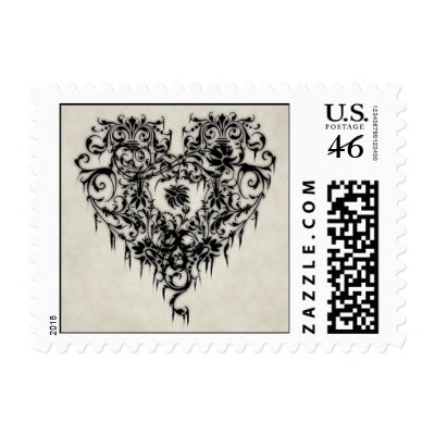 Dark Lacy Heart Postage Stamps by oph3lia