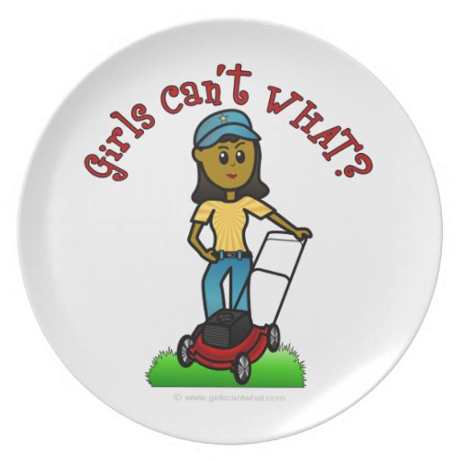 Dark Lawn Care Girl Party Plate