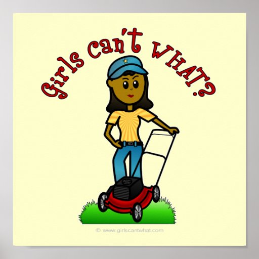 Dark Lawn Care Girl Print