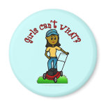 Dark Lawn Care Girl Refrigerator Magnet