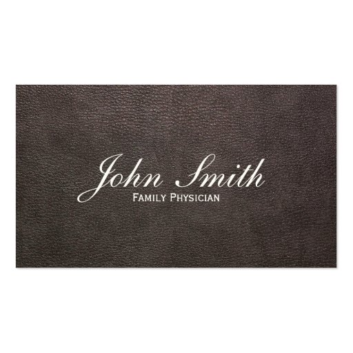 Dark Leather Family Physician Business Card (front side)