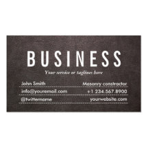 Dark Leather Masonry Constractor Business Card