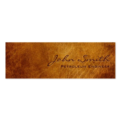 Dark Leather Petroleum Engineer Business Card (front side)