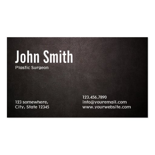 Dark Leather Plastic Surgeon Business Card (front side)