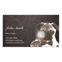 Dark Leather Sir Pug Wine Tasting Business Card