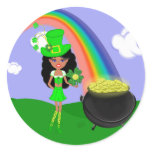 Dark Leprechaun Girl With Rainbow Sticker