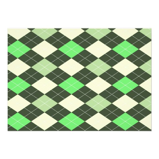 Dark & Light Green Argyle Pattern Custom Announcement
