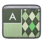 Dark & Light Green Argyle Pattern Sleeves For iPads