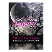 Dark Lunar Full Moon Party Invitations