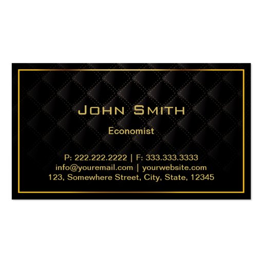 Dark Luxury Gold Border Economist Business Card (front side)