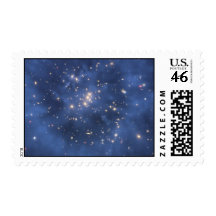Dark Matter Ring and Galaxy Cluster in Cobalt Blue Postage Stamp