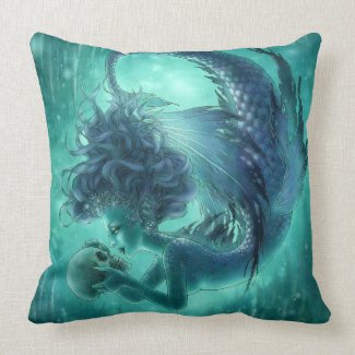 Dark Mermaid Throw Pillow throwpillow