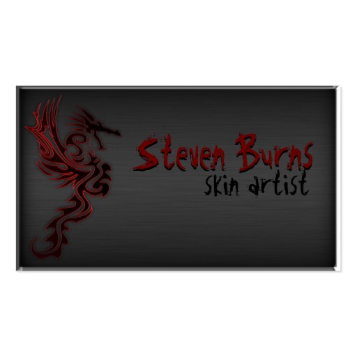 Dark Metal Dragon II Red Business Cards (front side)