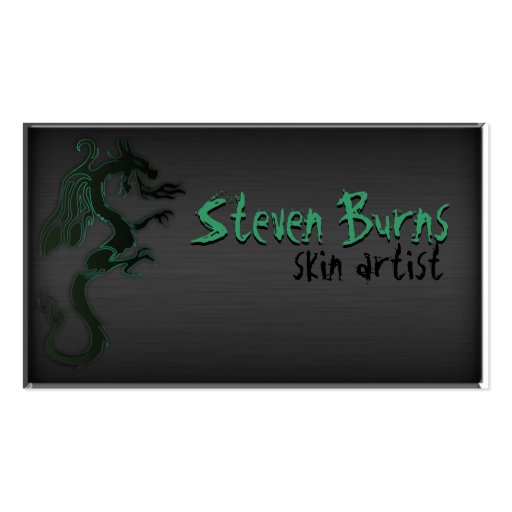 Dark Metal Dragon in Green Business Card (front side)
