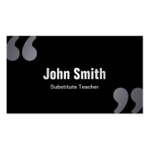 Dark Minimal Substitute Teacher Business Card