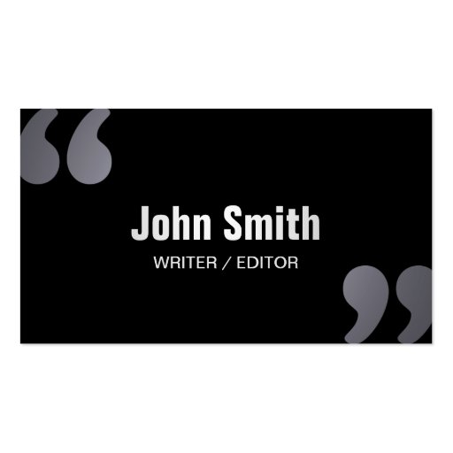 Dark Minimal Writer/Editor Business Card (front side)