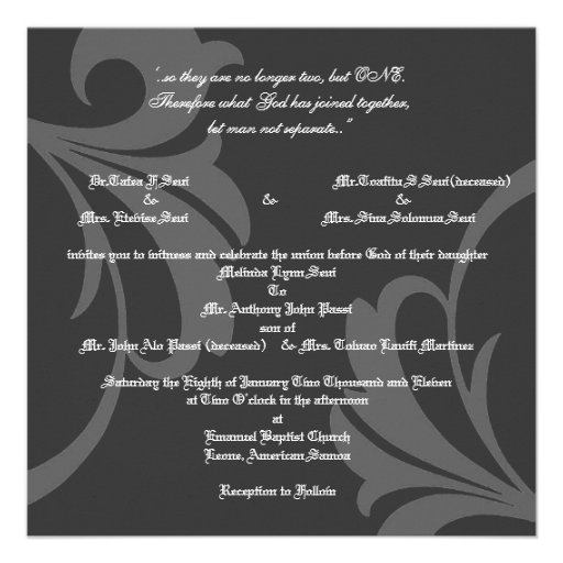 Dark Monogram "P" Teal Damask Invitation