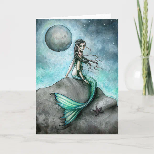 Dark Moon Mermaid Card By Molly Harrison Zazzle