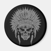 Dark Native Skull Fridge Magnet