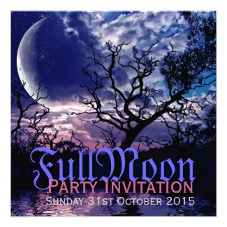 Dark Nature Full Moon Halloween Party Invitations