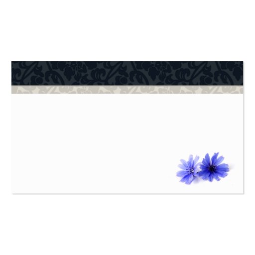 Dark Navy Floral Damask Reception Cards Business Card Template (back side)