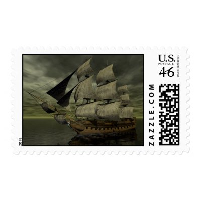Dark Night Approaches-Ship Stamps by LCWeber