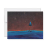 Dark night stars landscape lone tree painting art announcement