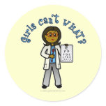 Dark Optometrist Girl Round Sticker