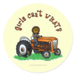 Dark Orange Farmer Girl Round Stickers